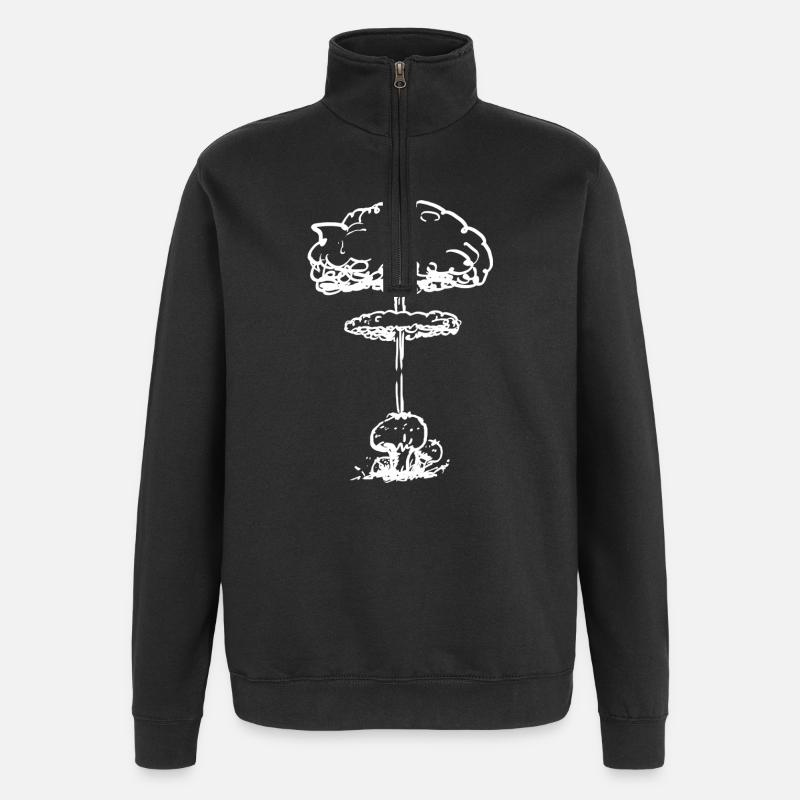 Nuklearer Pollenpilz (weiß) - Quarter-Zip-Sweatshirt - Schwarz