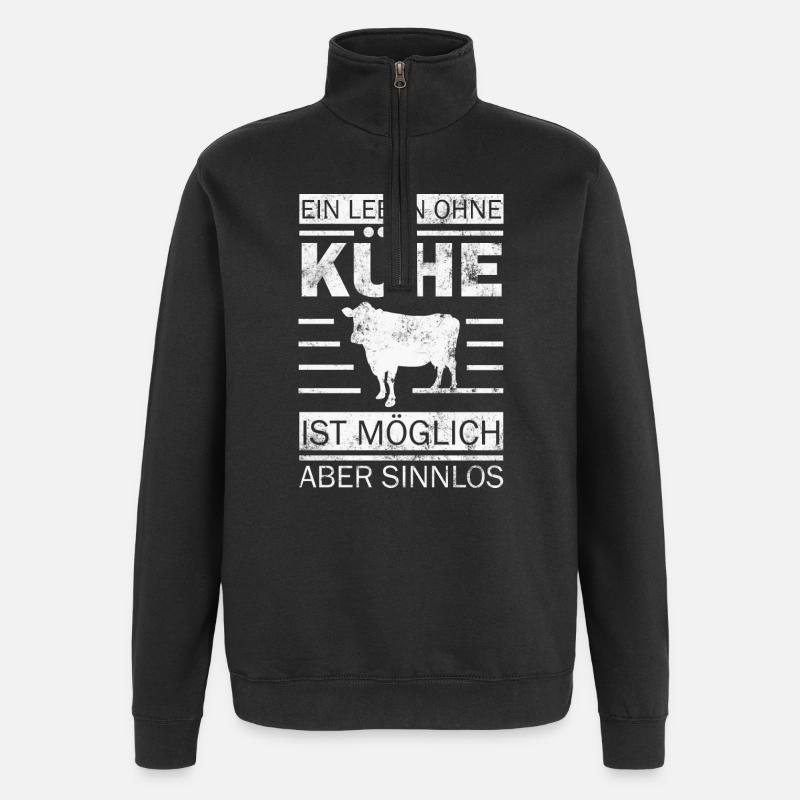Kuh Kühe - Quarter-Zip-Sweatshirt - Schwarz