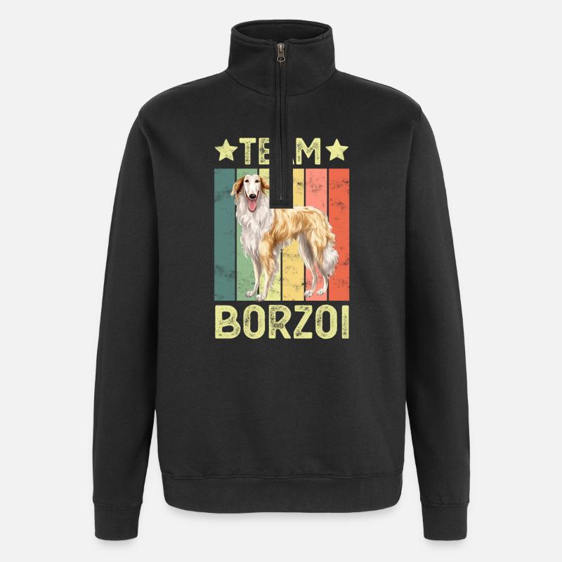 Hund Borzoi - Quarter-Zip-Sweatshirt - Schwarz