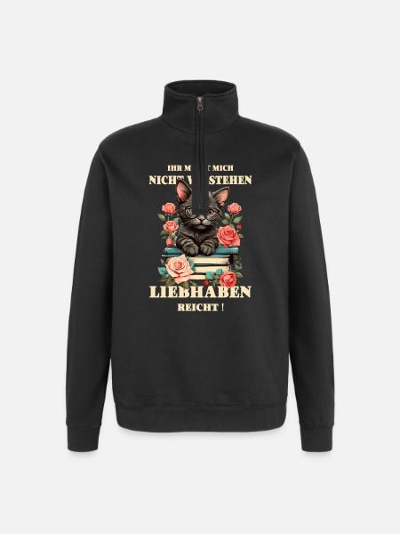 Süße schlaue Katze - Quarter-Zip-Sweatshirt - Schwarz