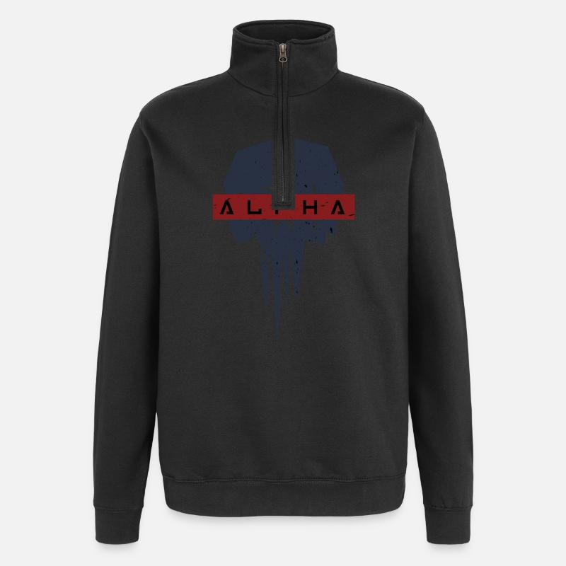 Alpha Skull - Quarter-Zip-Sweatshirt - Schwarz