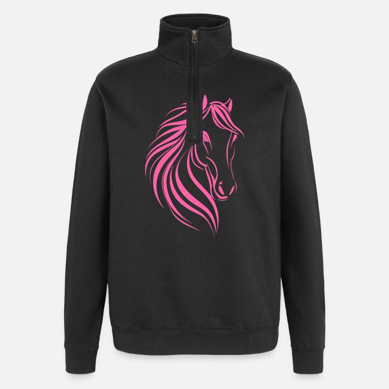 Dessin délicat de cheval - Sweat à zip 1/4 - noir