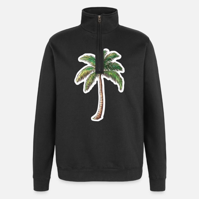 Palmier - Sweat à zip 1/4 - noir