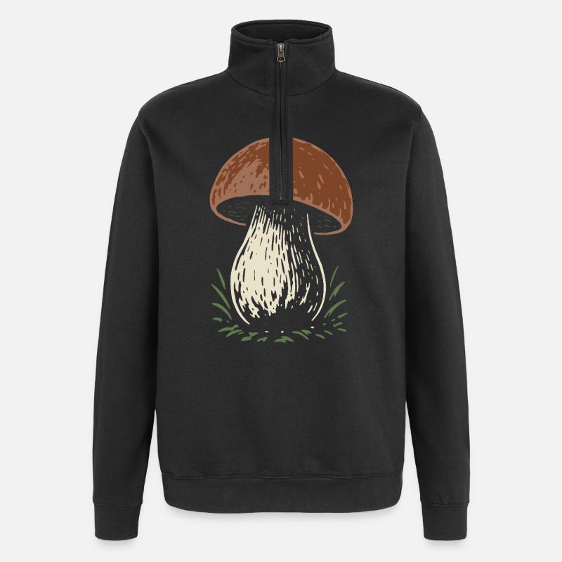 Cueilleur de cèpes - champignons - dicton - Sweat à zip 1/4 - noir