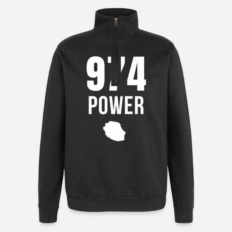 974 Power Réunion - Sweat à zip 1/4 - noir