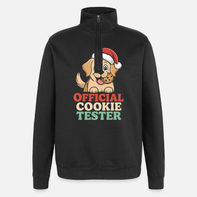 Weihnachtshund Humor - Quarter-Zip-Sweatshirt - Schwarz
