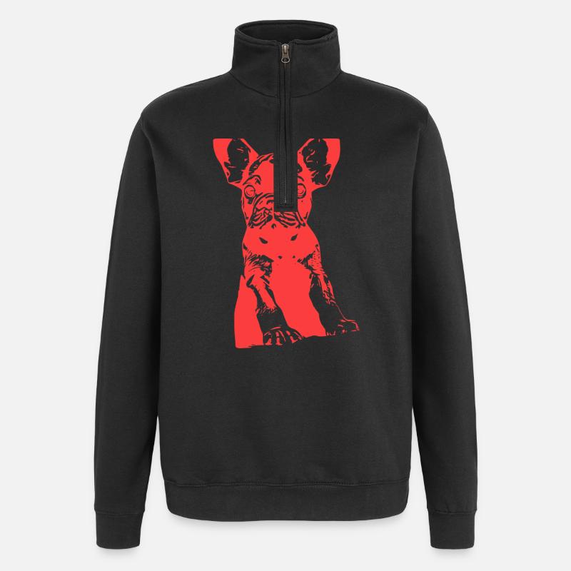 Bouledogue - Sweat à zip 1/4 - noir