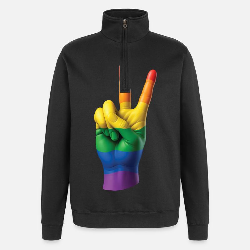 PRIDE PEACE HAND - peace & love - Sweat à zip 1/4 - noir