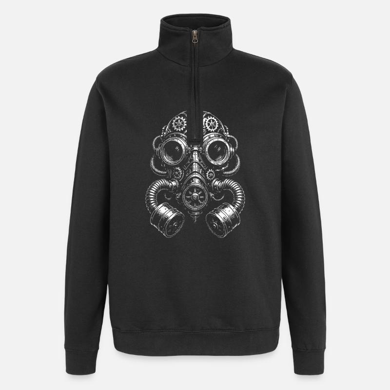 Steampunk-Gasmasken-Glyphe - Quarter-Zip-Sweatshirt - Schwarz