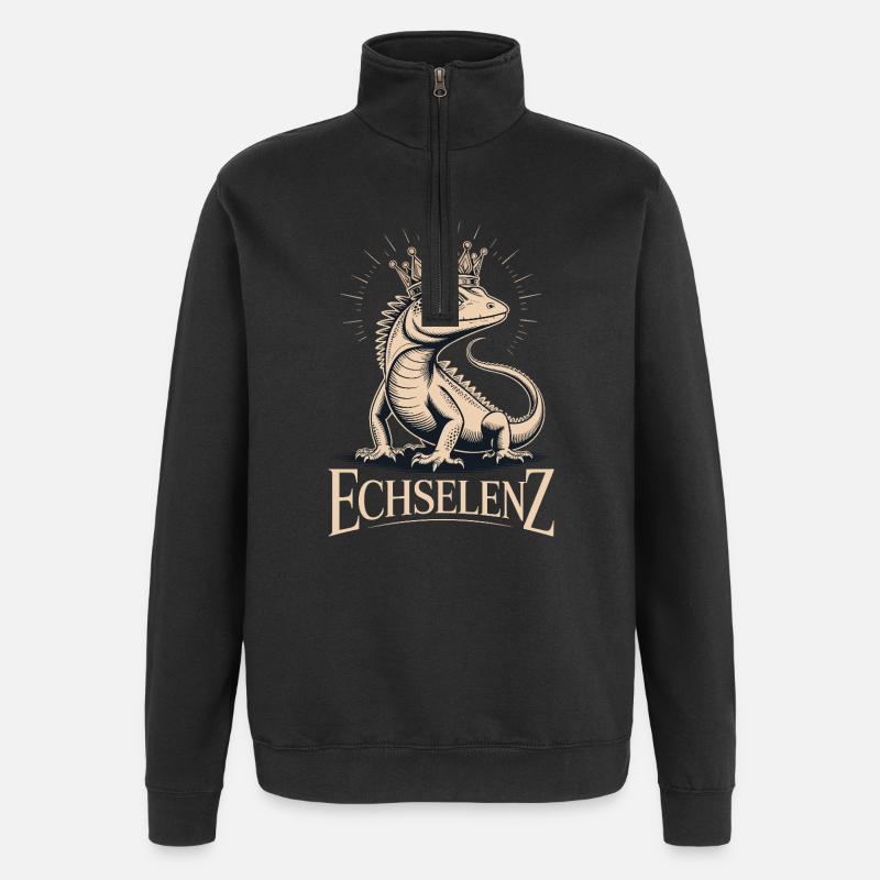 Echselenz Lustige Echse - Quarter-Zip-Sweatshirt - Schwarz