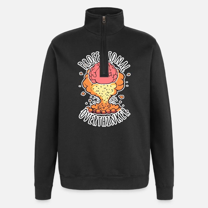 Professional Overthinker - Brain Explosion! - Quarter-Zip Sweatshirt - black