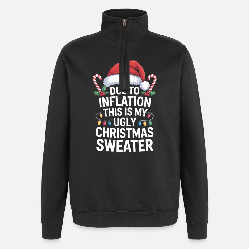 Inflation Ugly Christmas Sweater - Quarter-Zip Sweatshirt - black