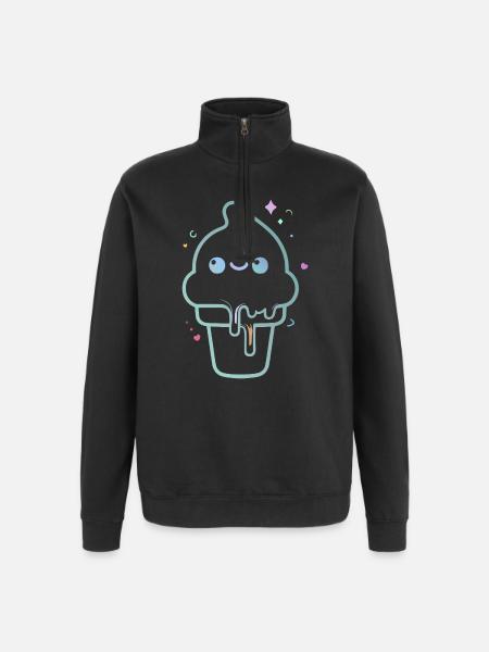 Glace kawaii pastel scintillante - Quarter-Zip Sweatshirt - black