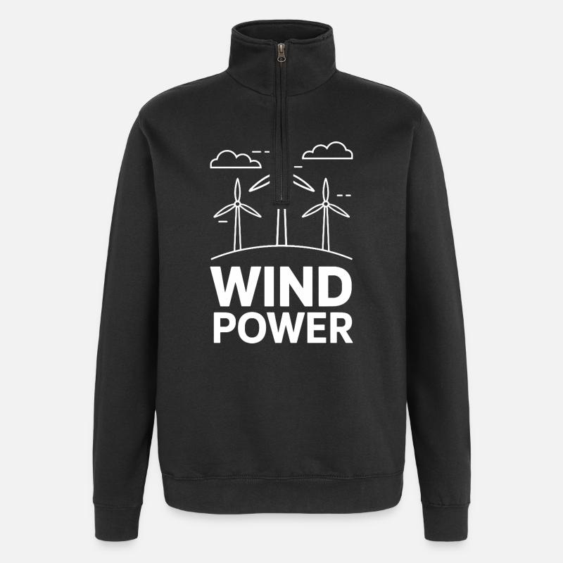 Énergie éolienne Énergie éolienne Énergie renouvelable - Sweat à zip 1/4 - noir