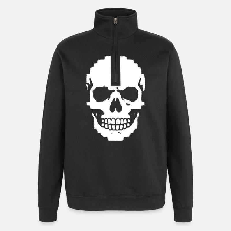 Crâne Pixel Crâne 8-Bits - Sweat à zip 1/4 - noir