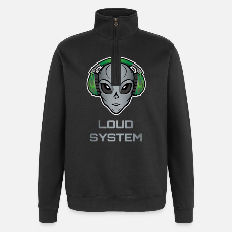 DJ Alien – Lautes System - Quarter-Zip-Sweatshirt - Schwarz