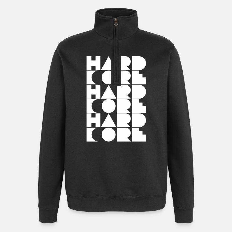 Hardcore Grid Typography - Tröja med 1/4-dragkedja - svart