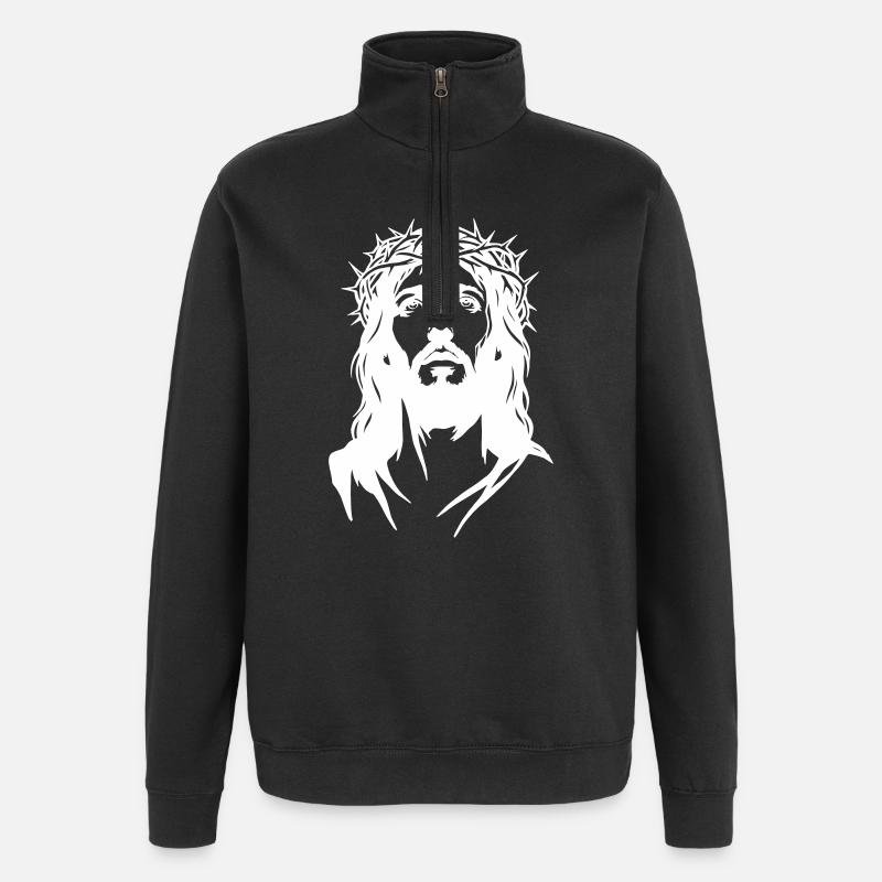 Silhouette de Jésus-Christ - Sweat à zip 1/4 - noir