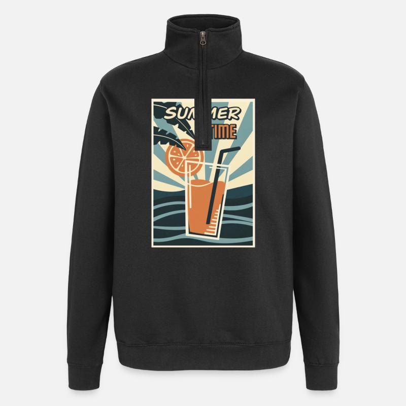 Summertime Orange Drink Retro - Quarter-Zip Sweatshirt - black