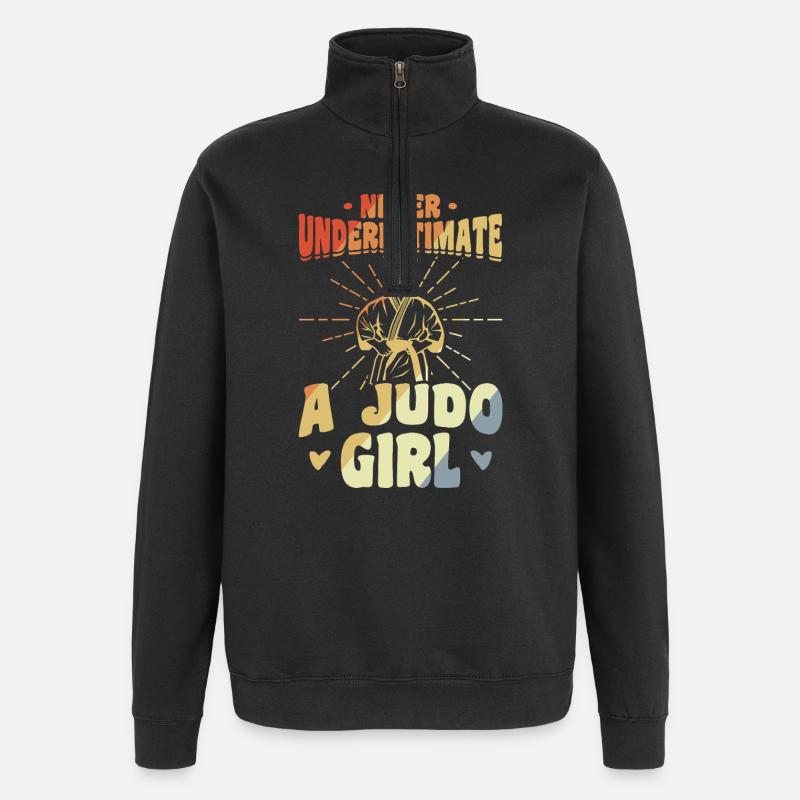 Judo Mädchen - Quarter-Zip-Sweatshirt - Schwarz
