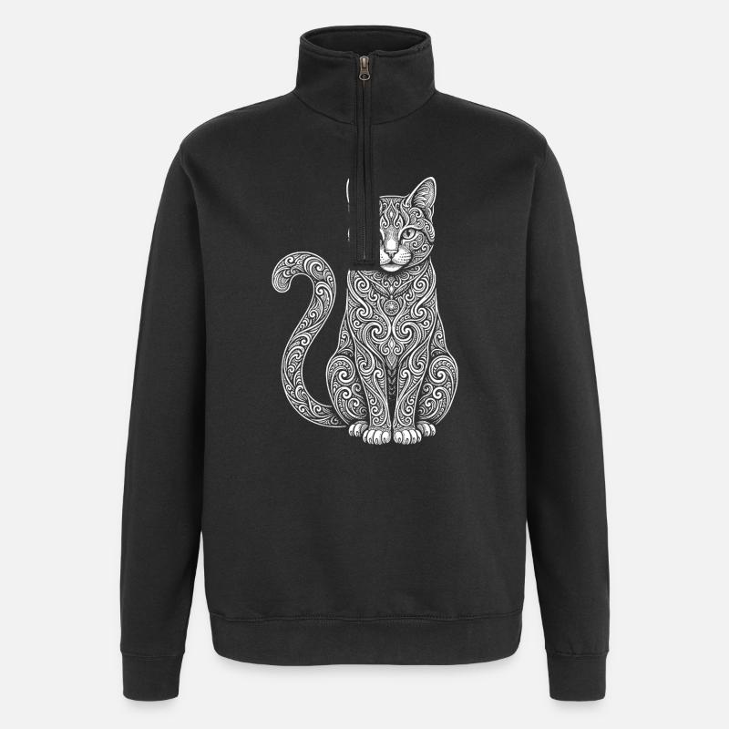 Hauskatze - Quarter-Zip-Sweatshirt - Schwarz
