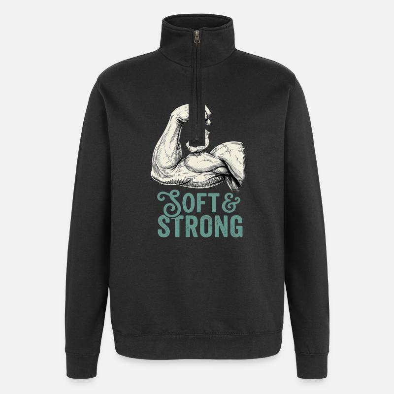 Fort et doux - Sweat à zip 1/4 - noir