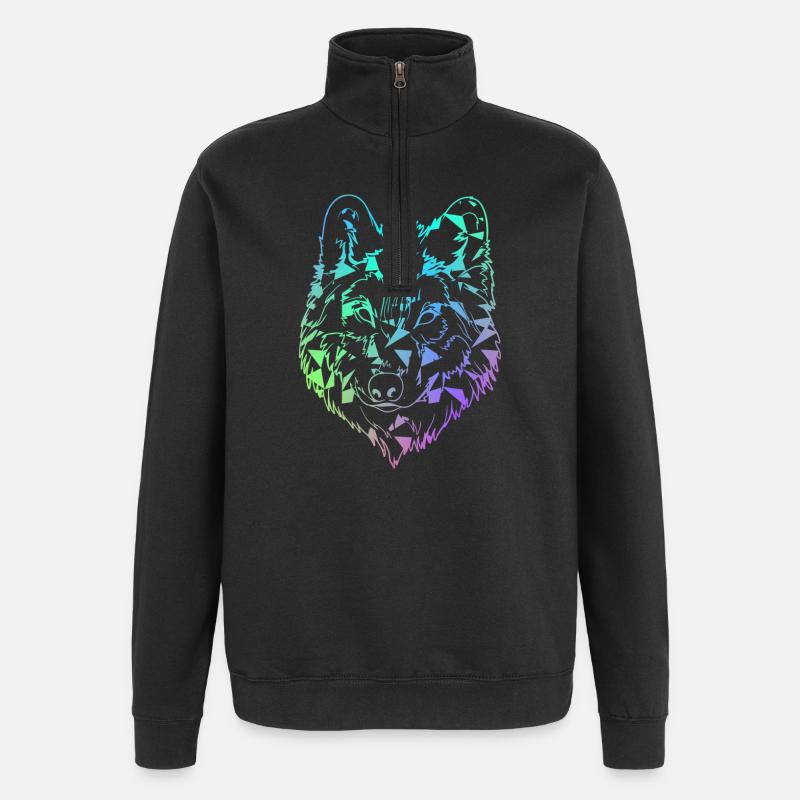 loup - Sweat à zip 1/4 - noir