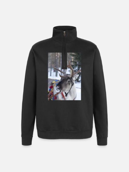 Reindeer - Quarter-Zip Sweatshirt - black