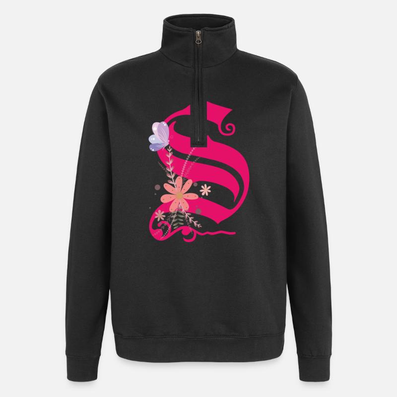 Buchstabe S - Quarter-Zip-Sweatshirt - Schwarz