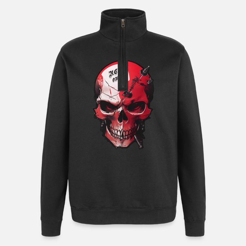 Teschio con malocchio - Felpa con zip 1/4 - nero