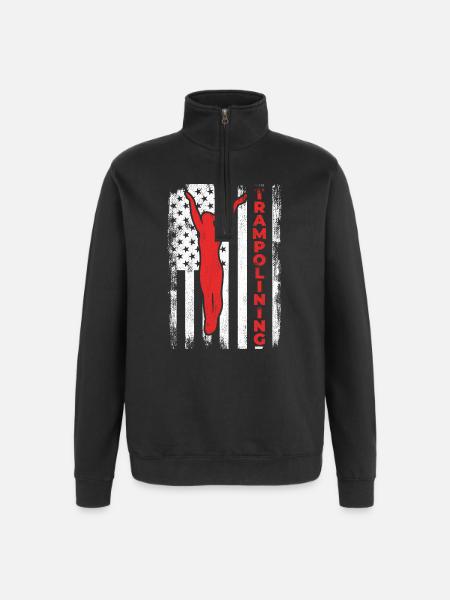 USA Flag Patriotic Trampoline - Quarter-Zip Sweatshirt - black