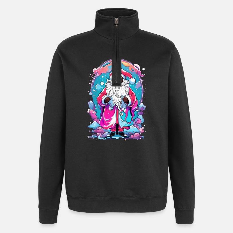 Colourful Christmas magic with snowman - Quarter-Zip Sweatshirt - black