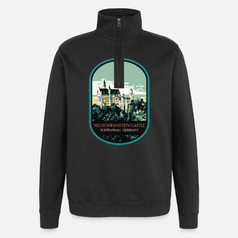 Neuschwanstein Schloss Silhouette - Quarter-Zip-Sweatshirt - Schwarz
