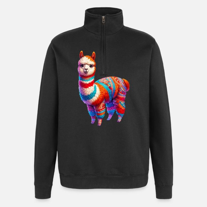 Alpaka - Quarter-Zip-Sweatshirt - Schwarz