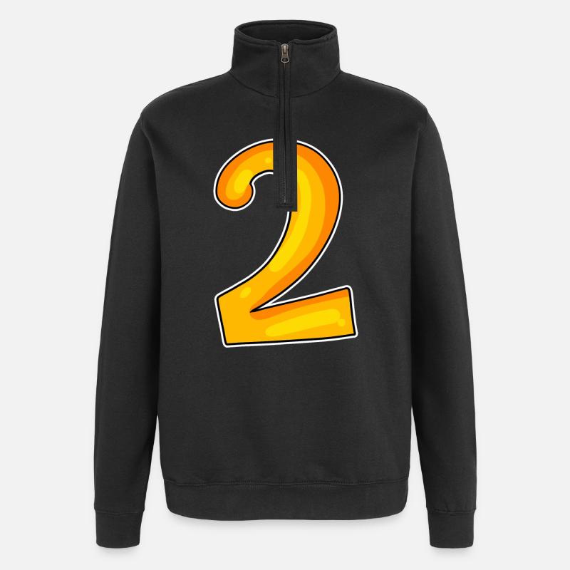 Deux - 2 - Nombre - Sweat à zip 1/4 - noir