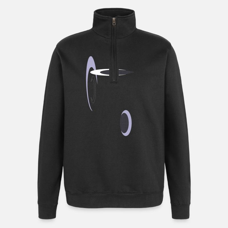 Abstrakte Geometrie in Lila - Quarter-Zip-Sweatshirt - Schwarz