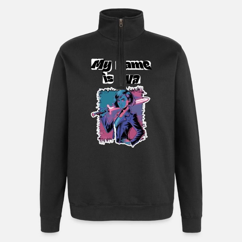 Mein Name ist Ava 2026 - Quarter-Zip-Sweatshirt - Schwarz