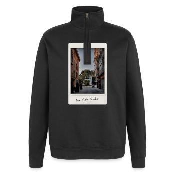 Vie Elche - Sweat à zip 1/4 - noir - Devant - AI Model Female 172 light (172cm) & AI Model Male 178 dark (178cm)