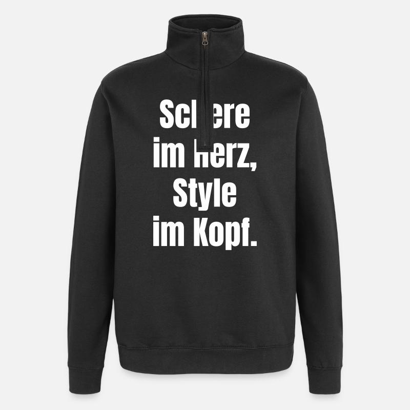 Schere im Herz, Style im Kopf. - Quarter-Zip-Sweatshirt - Schwarz