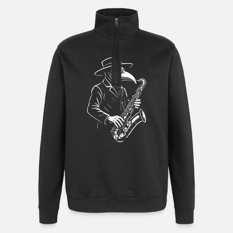 Jazz Plague Doctor Sax - Quarter-Zip-Sweatshirt - Schwarz