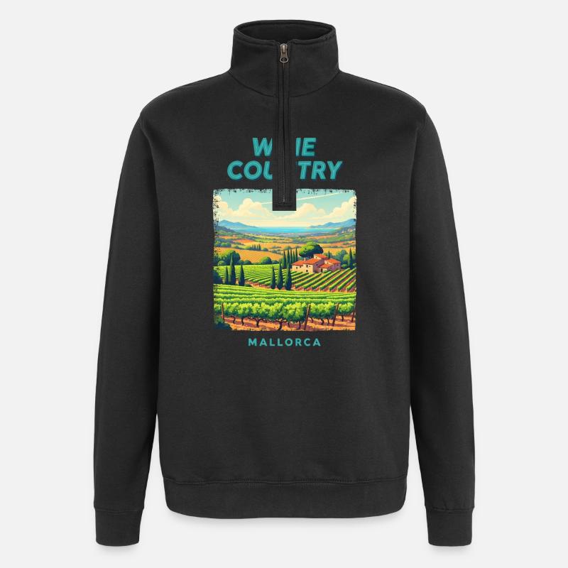 Majorque Vignobles Campagne Vacances Voyage - Sweat à zip 1/4 - noir