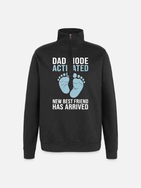 Dad Mode Aktiviert Babyankunft - Quarter-Zip-Sweatshirt - Schwarz