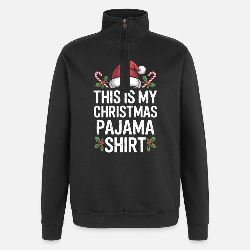 Das ist mein Weihnachts-Pyjamashirt - Quarter-Zip-Sweatshirt - Schwarz