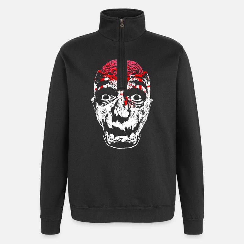 Blutiges Zombie-Gesicht - Quarter-Zip-Sweatshirt - Schwarz