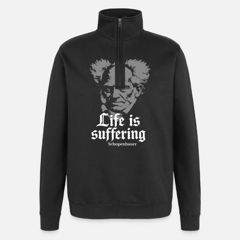 La vie souffre : Schopenhauer Tee - Sweat à zip 1/4 - noir