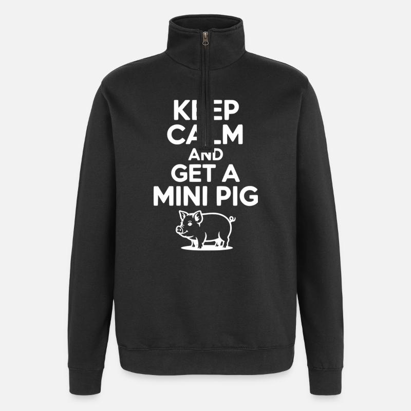 Reste calme et un cochon - Sweat à zip 1/4 - noir