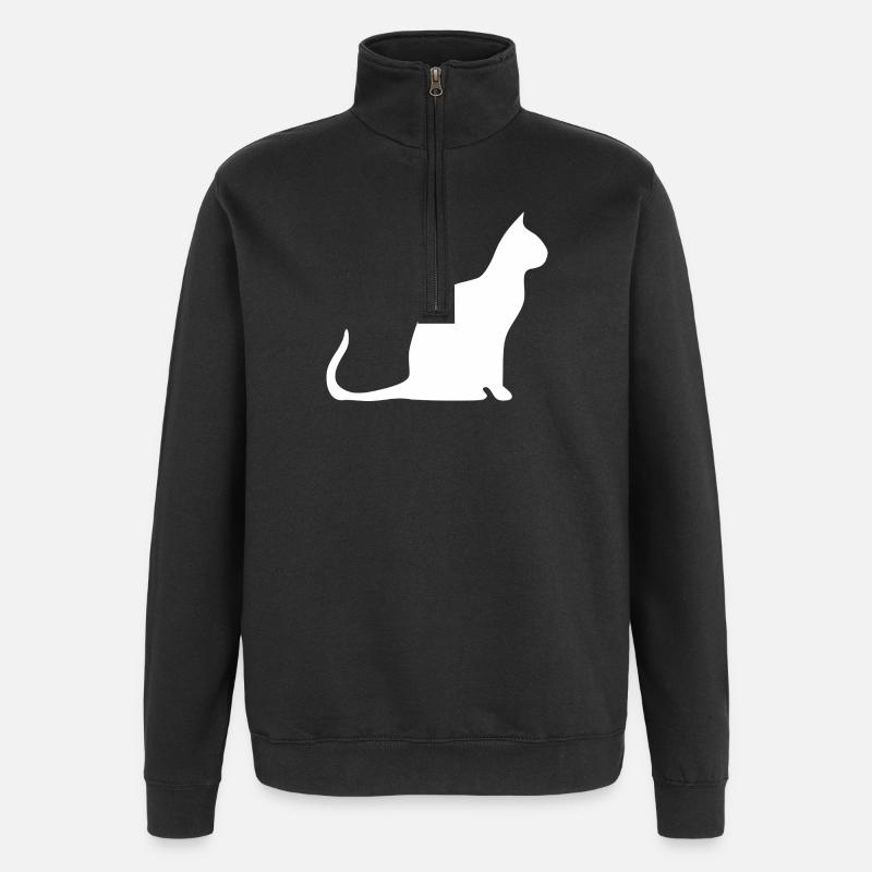 Katze Silhouette Minimal Design Cat Lover - Quarter-Zip-Sweatshirt - Schwarz