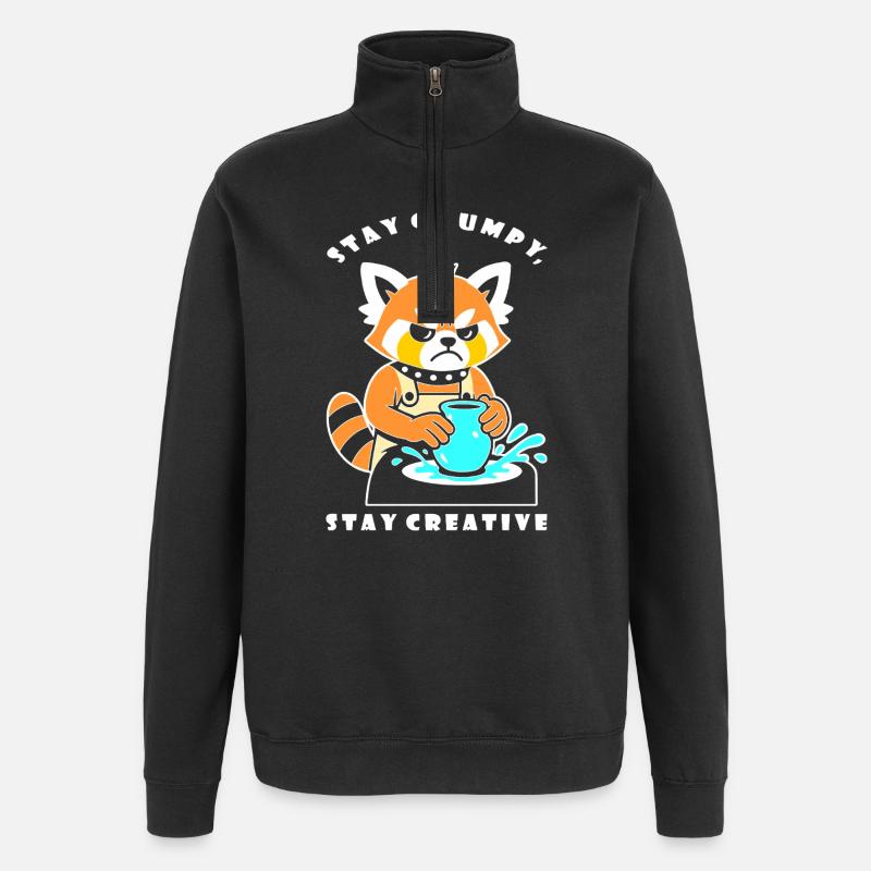 Stay Creative Pottery Panda - Quarter-Zip Sweatshirt - black