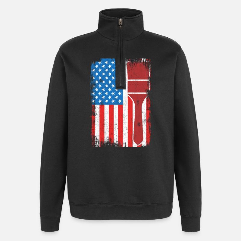 U.S. Patriotic Painter - Quarter-Zip Sweatshirt - black