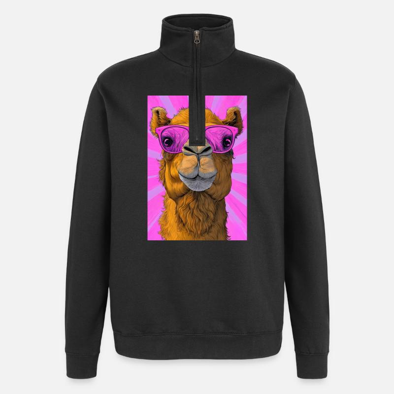 Kamel - Quarter-Zip-Sweatshirt - Schwarz